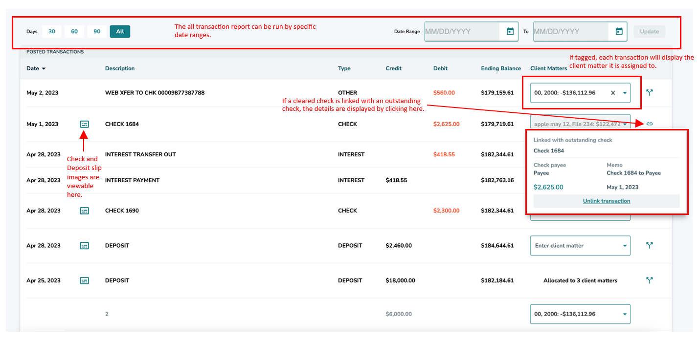How do I view all transactions in Nota?