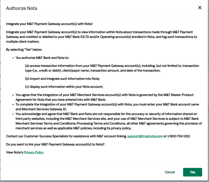 MnT Payments Gateway Authorize Nota